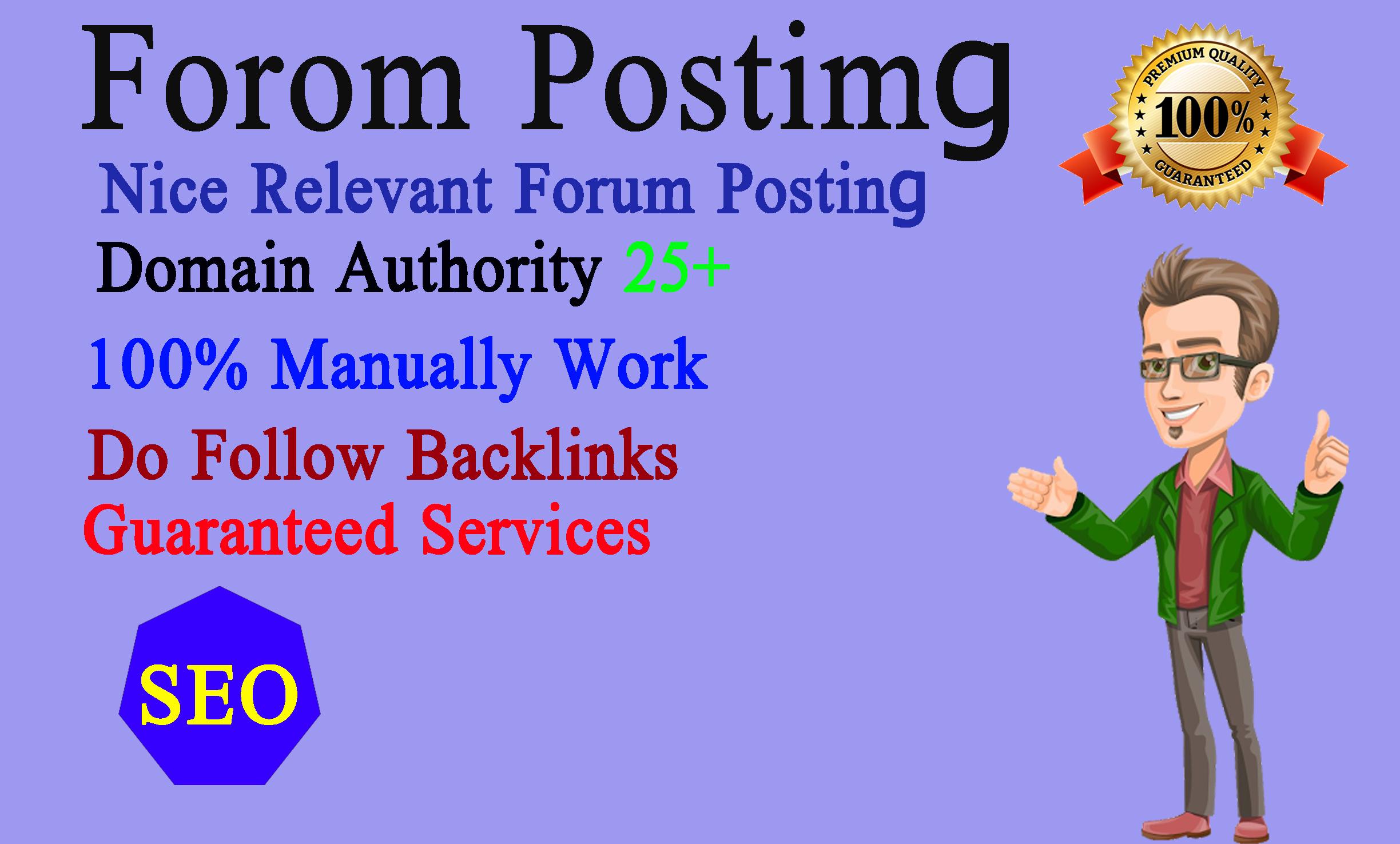 I will make 25+ niche related do follow forum posting...