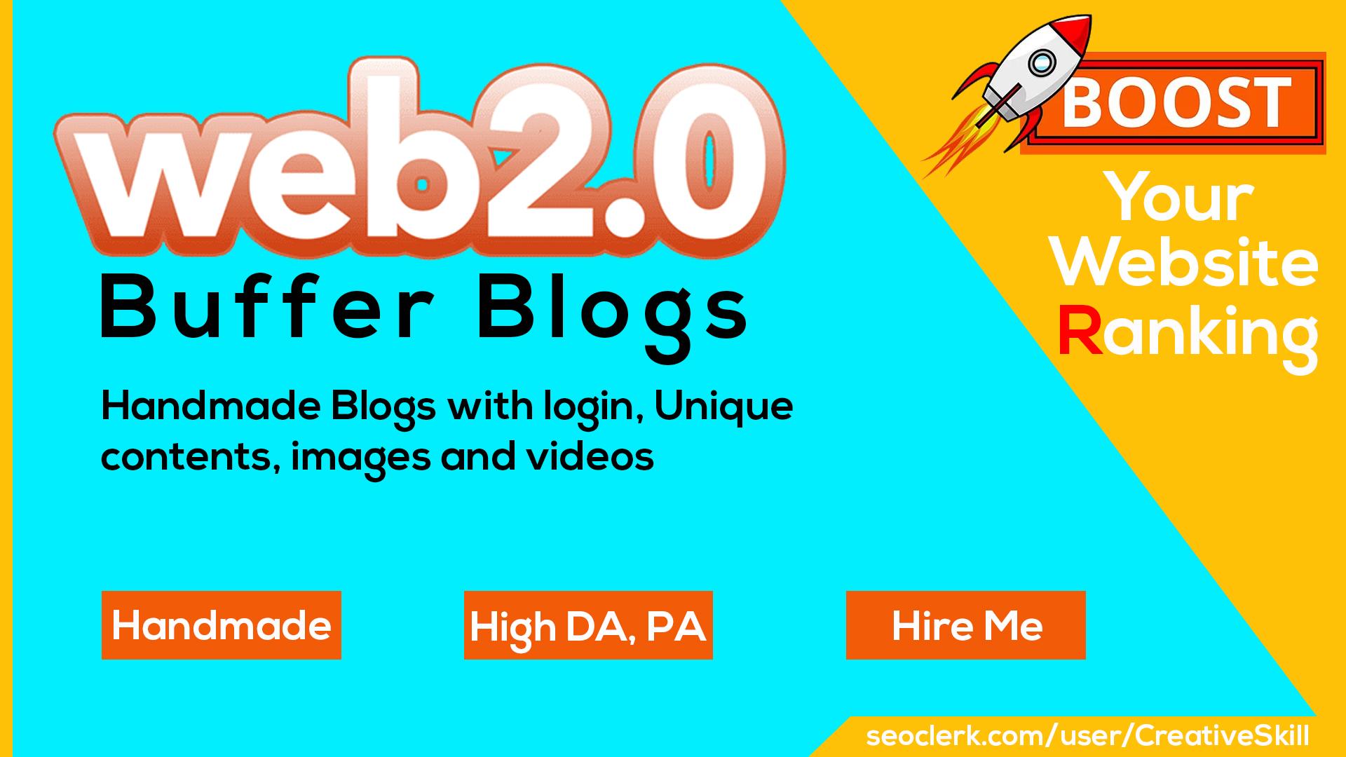 Manually Create 10 Web 2.0 Buffer Blogs With Login Ge...