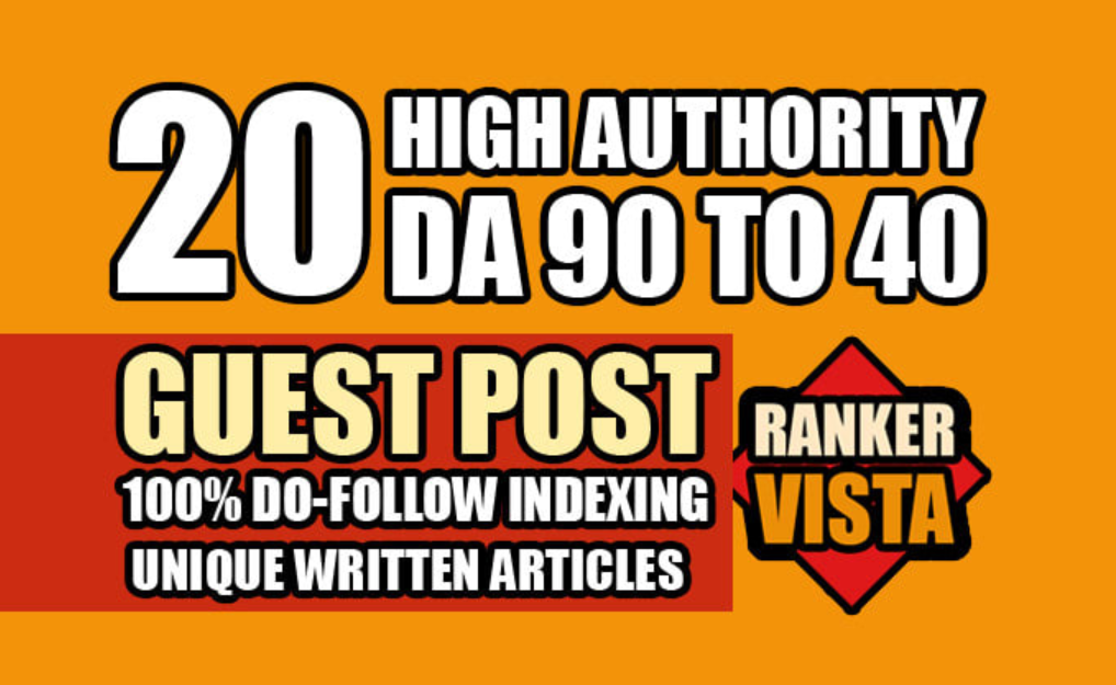 I will do 20 guest post on da 60 to 90 with do follow...