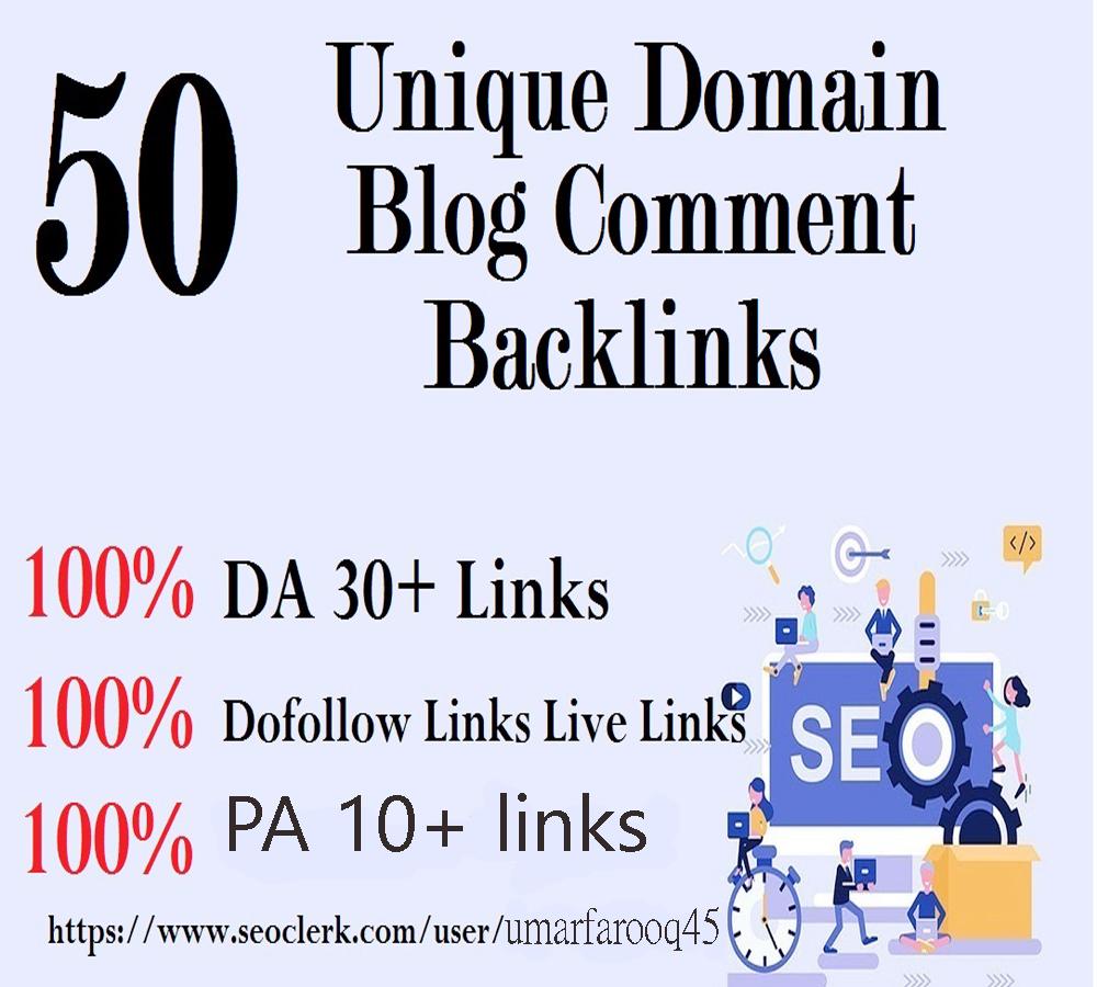 I Will Make 50 Unique Domain Blog Comment Backlinks D...