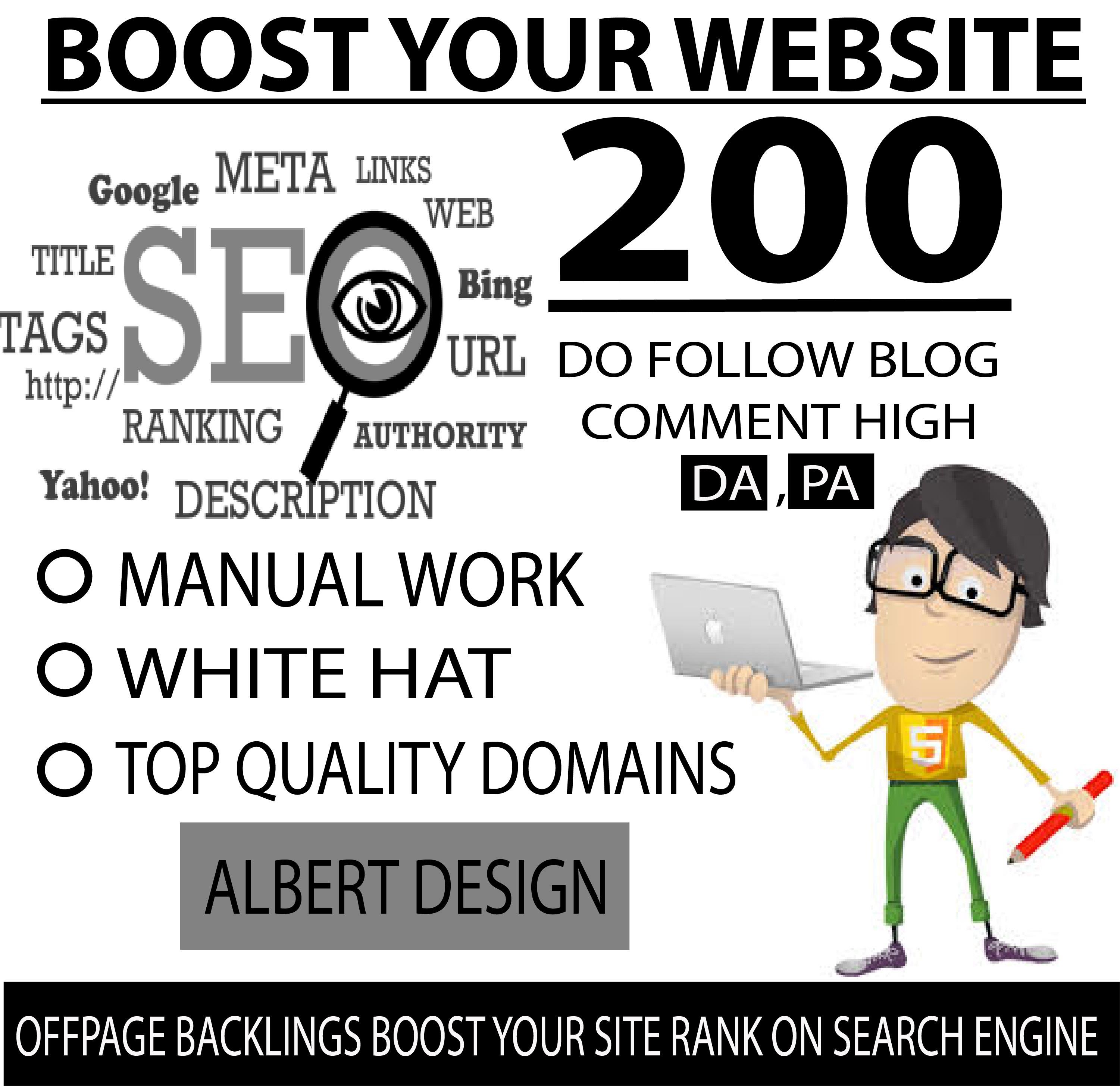 I will do 200 high quality dofollow blog comments bac...