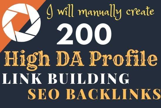 Create manually create 200 high da profile seo backli...