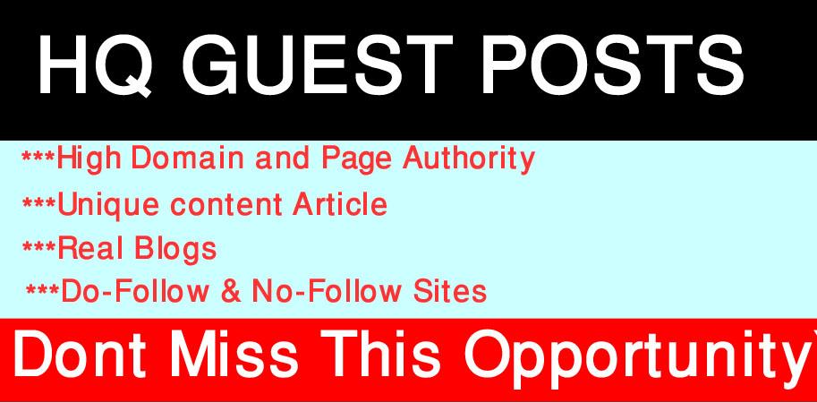 I will write and publish High quality 5 Guest Posts O...