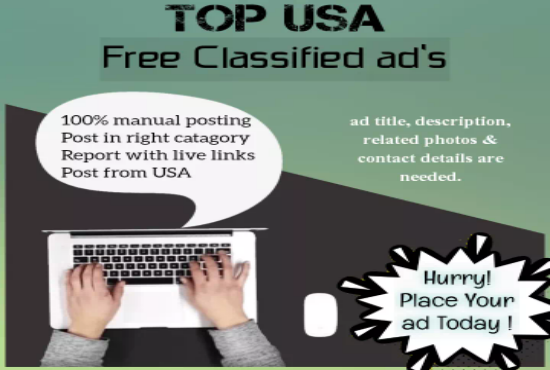 I will post 50 ads on top rank USA classified ad post...