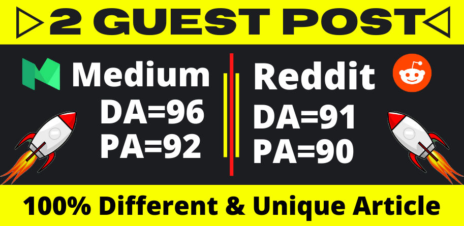 Write and publish 2 High Quality Guest post on High D...