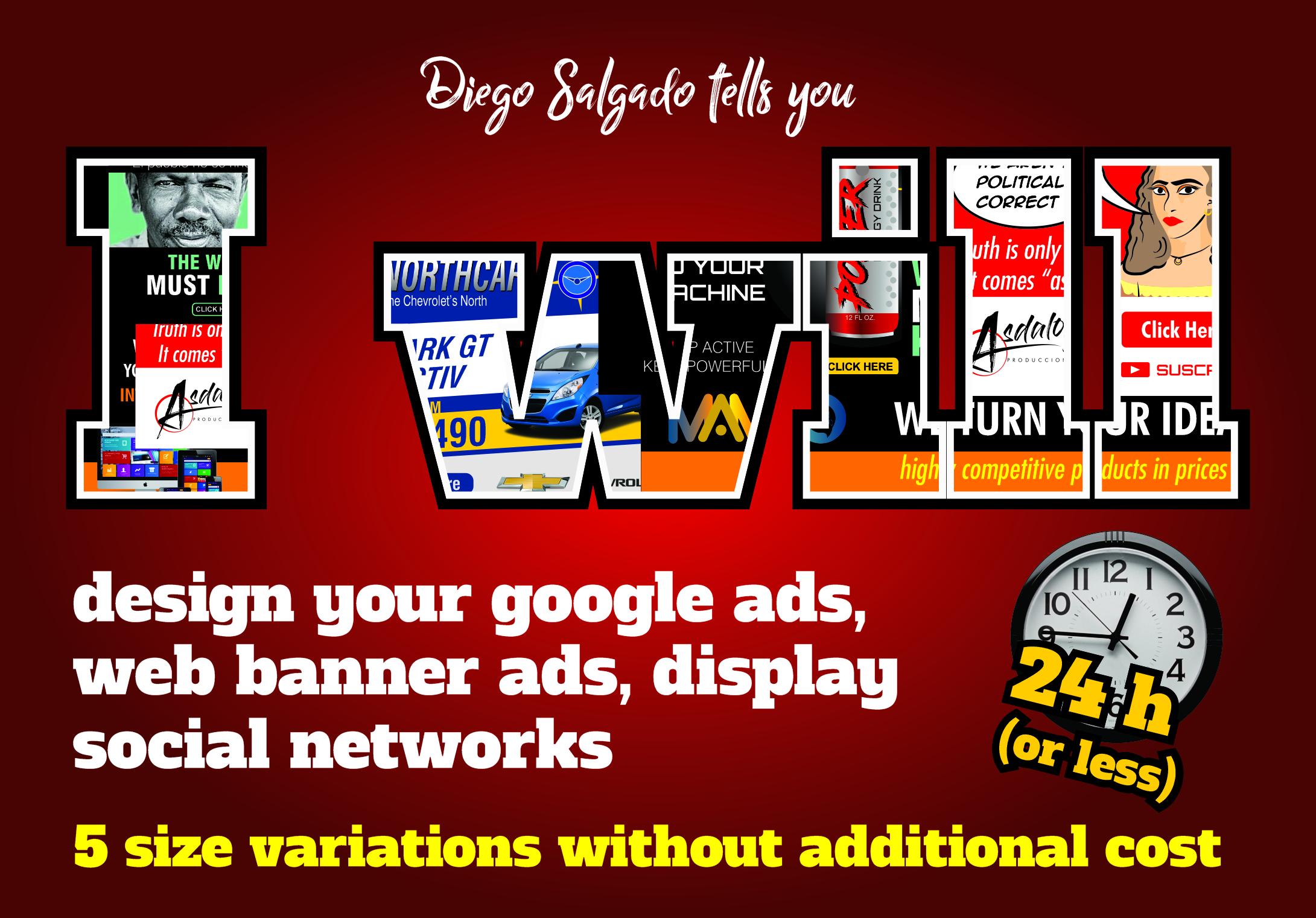 Design google ads, web banner ads, social networks