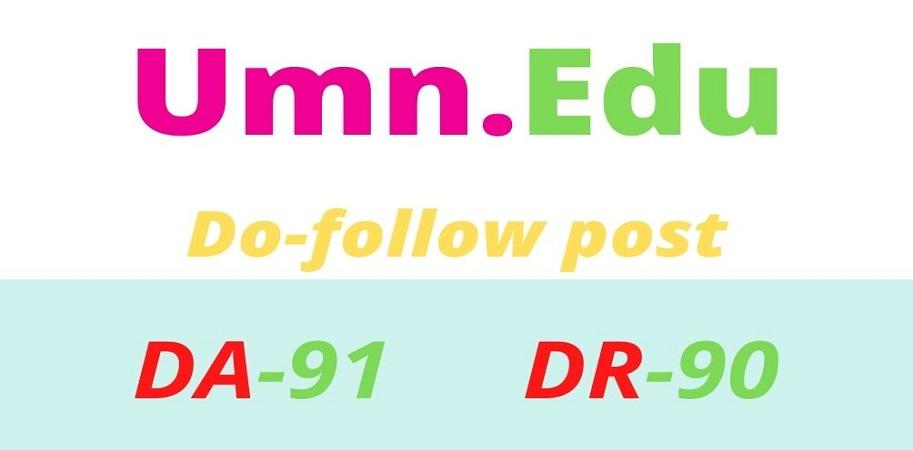 I will do Guest Post on Umn. edu DA 91 unique blog