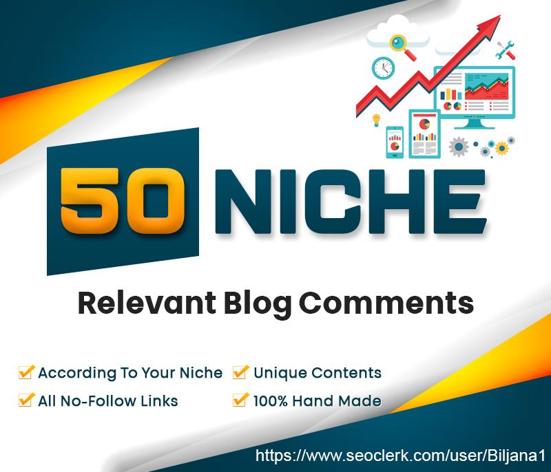 I will create 50 high quality niche relevant blog com...