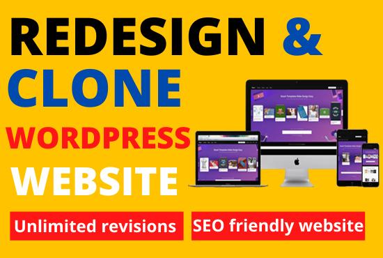 Redesign copy clone wordpress website and design word...