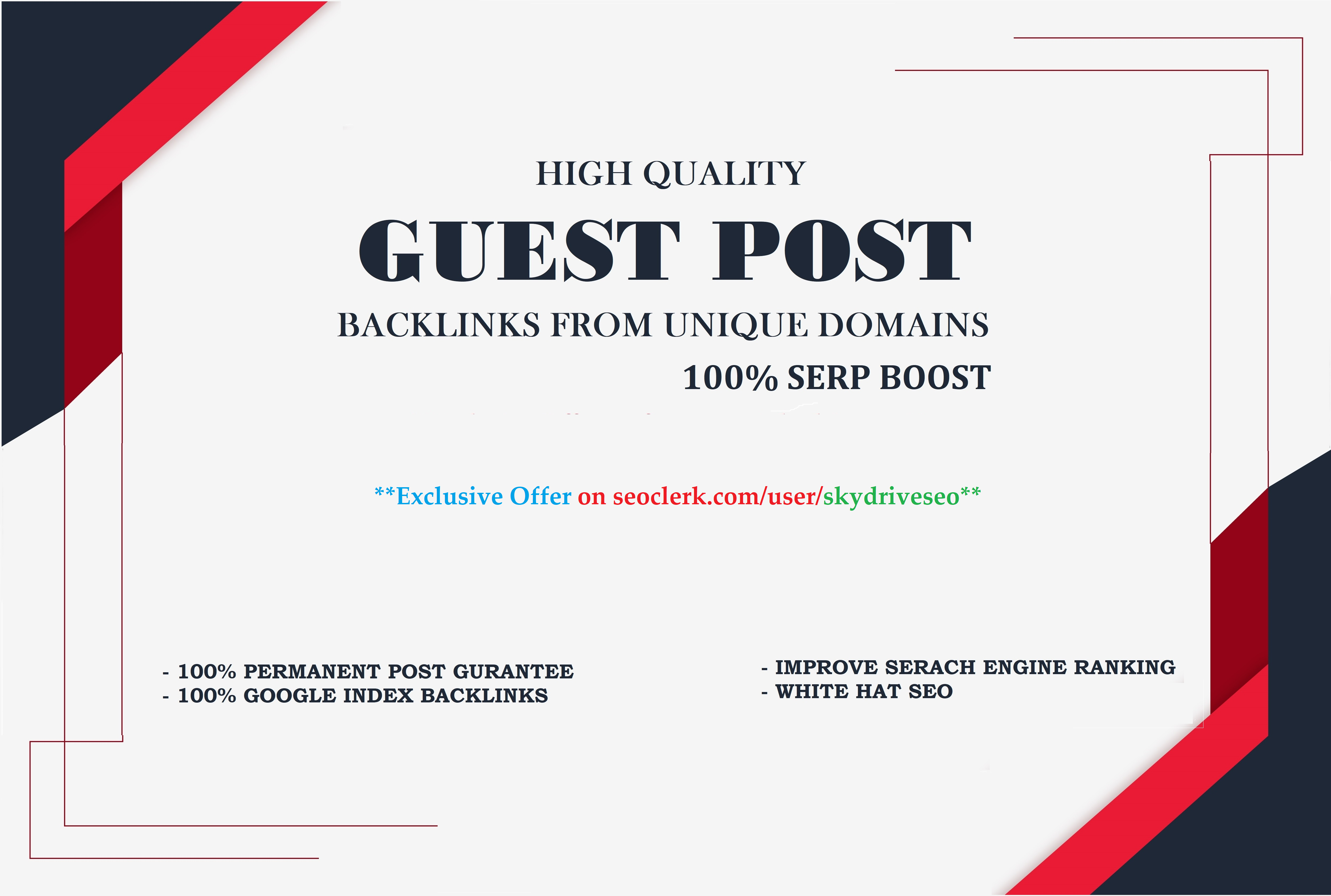 I will do 6 Guest Post on HQ Unique Domains with Dofo...
