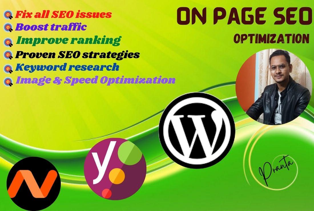 I will optimize On Page SEO on your website for Googl...