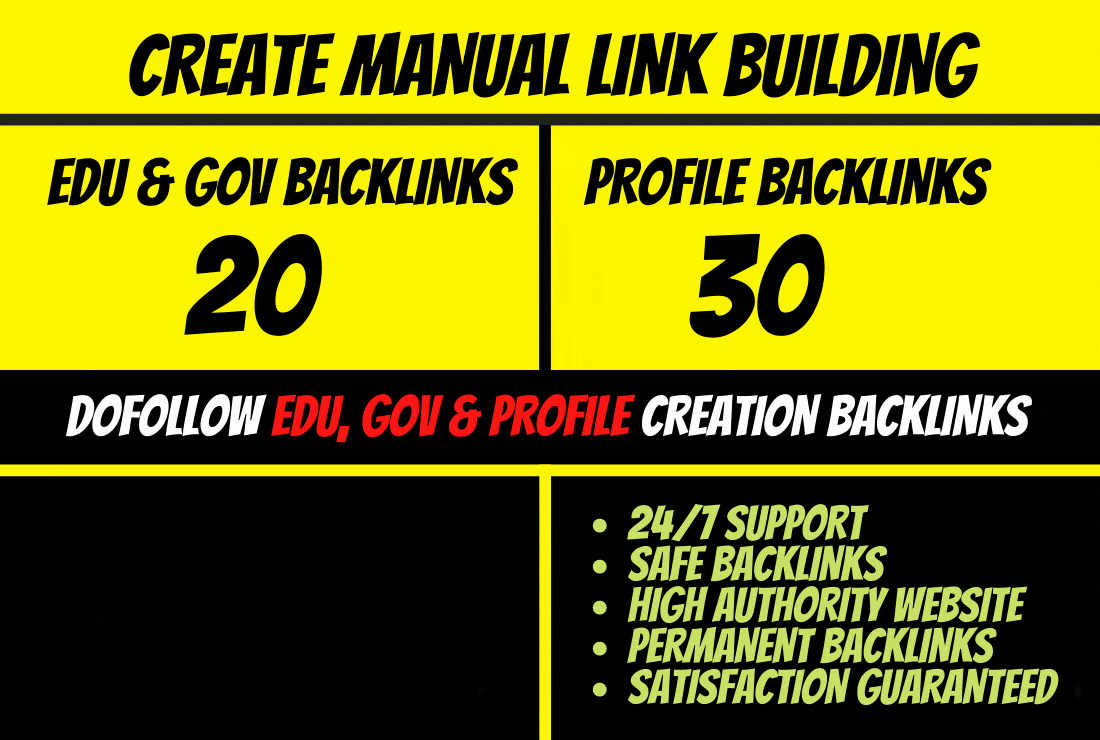 I will 50 dofollow edu, gov & profile backlinks ...
