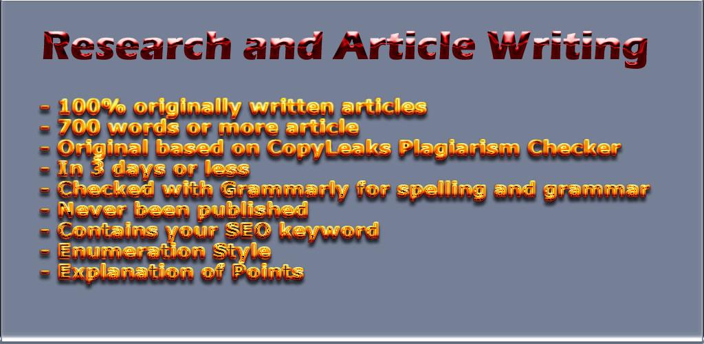 I Will Do The Research And Write Articles For You