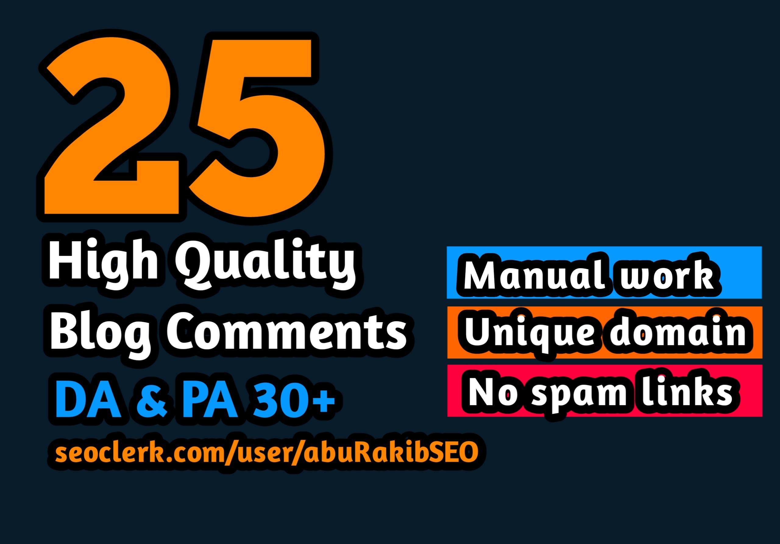 Manually create 25 High Quality Blog Comments