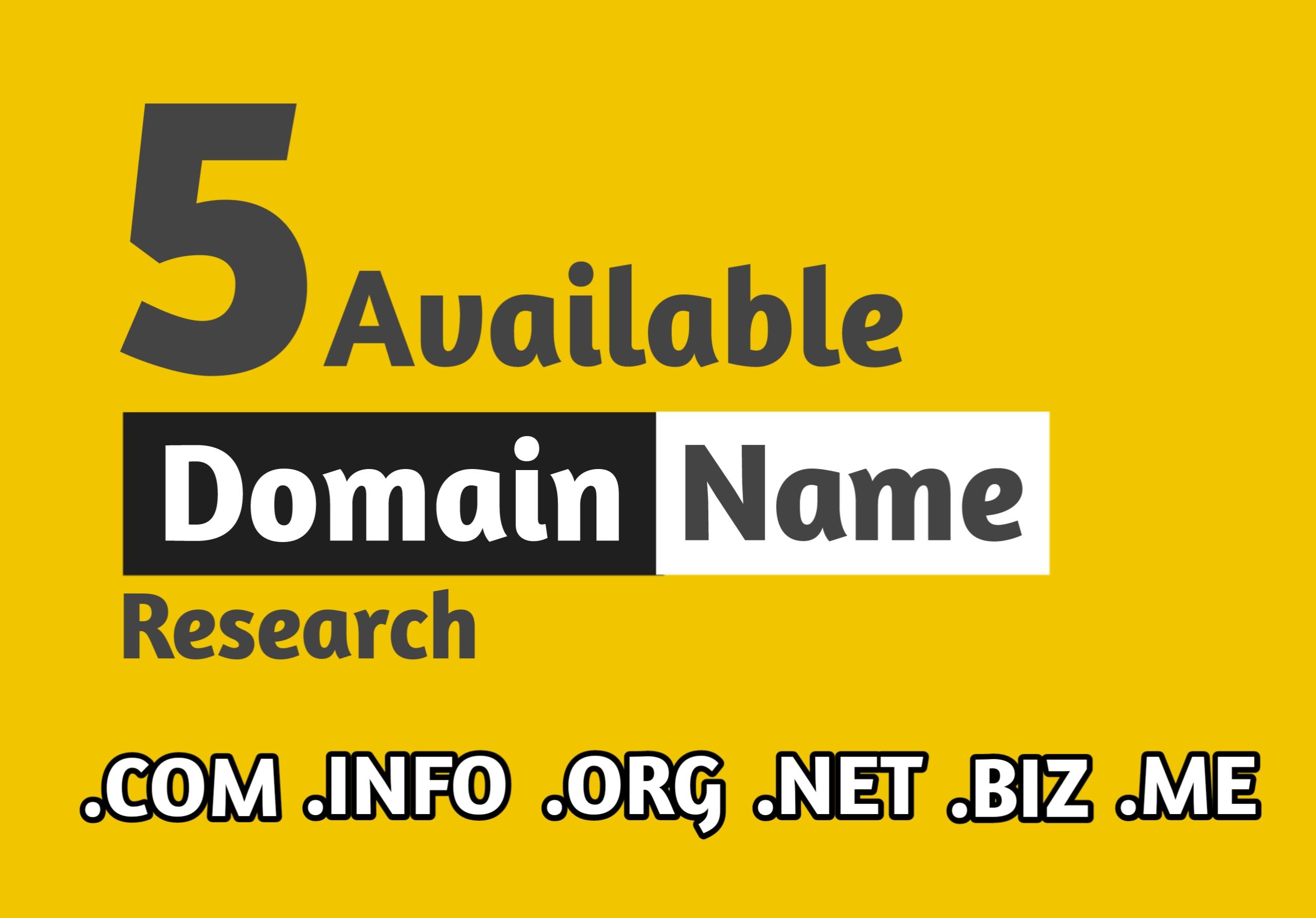 I will do 5 SEO friendly Domain Names research for yo...