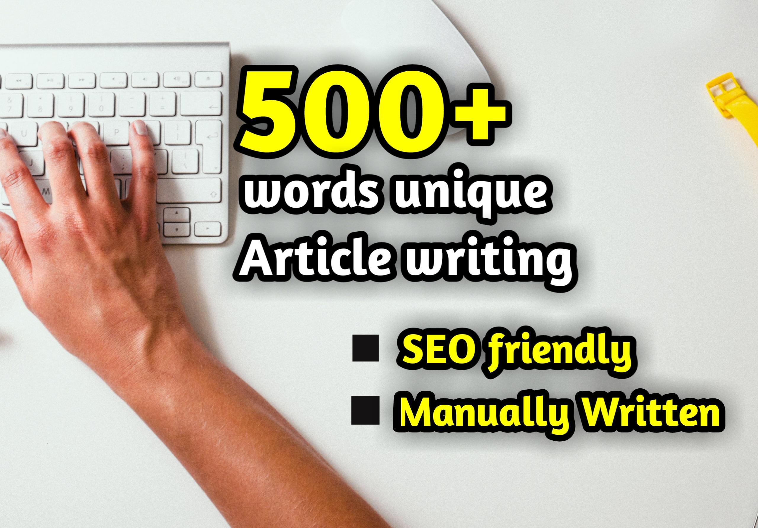 500 words SEO friendly Article writing, Content writ...