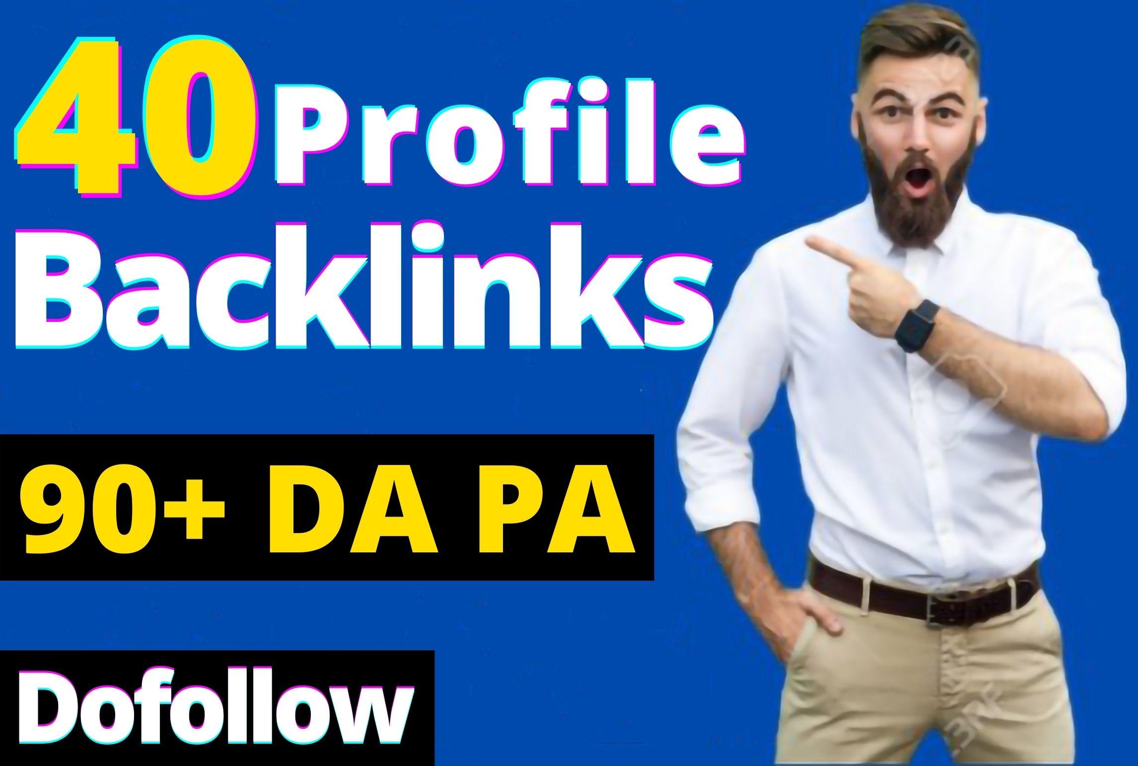 Dofollow 90+DA PA & PR9 40 Profile Backlinks