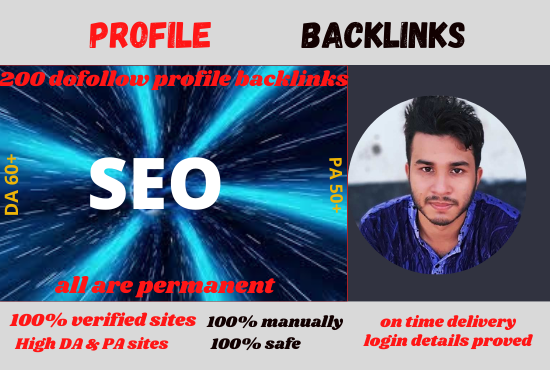 I wil create 200 dofollow profile backlinks on verifi...