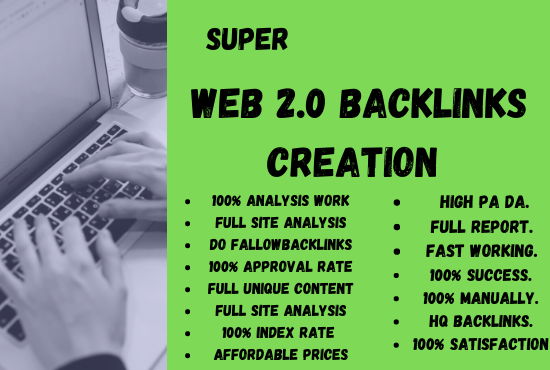 I will build 100 super HQ authority web 2.0 backlinks...