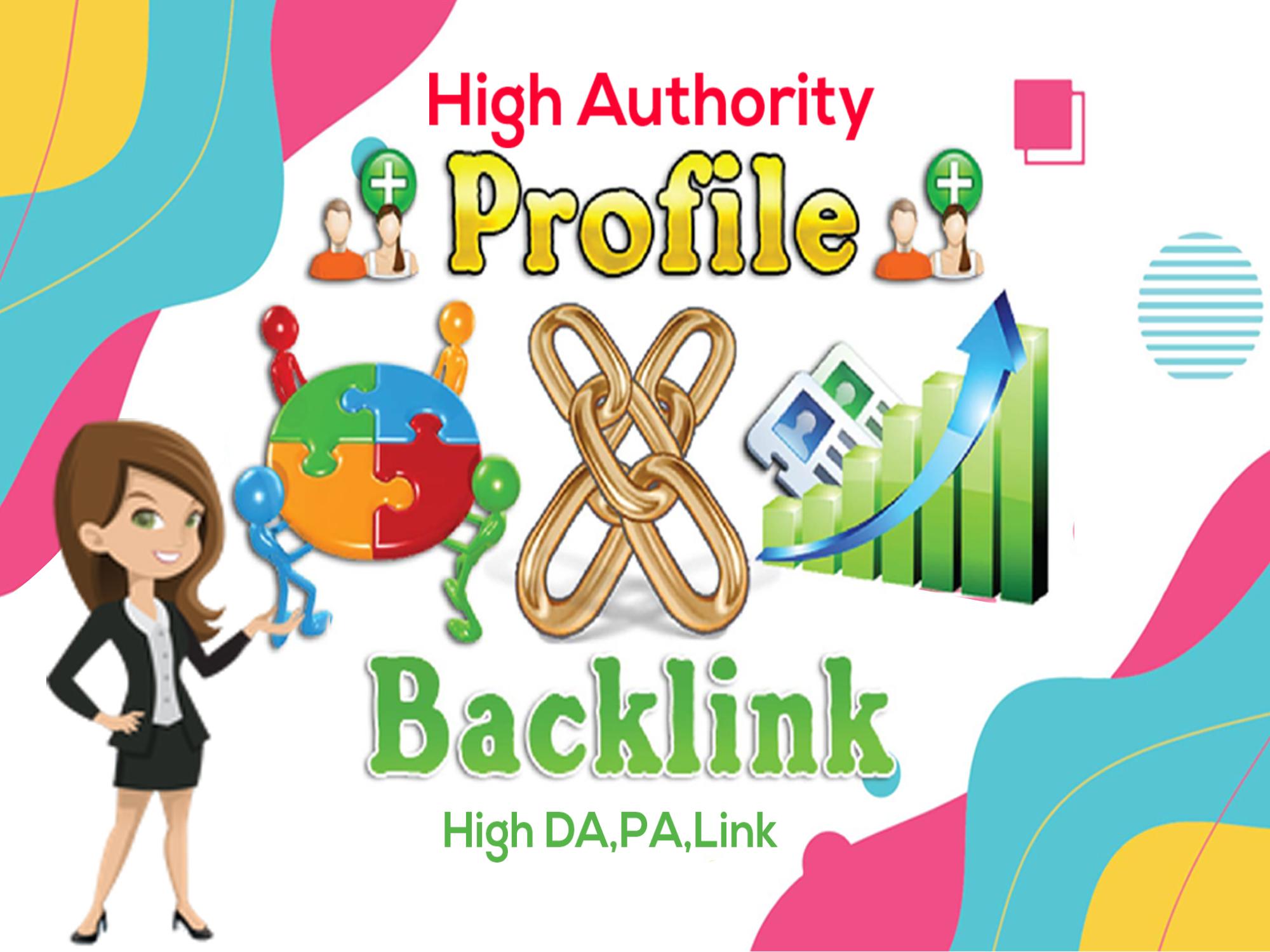 I will do create 80 SEO profile backlinks on high aut...