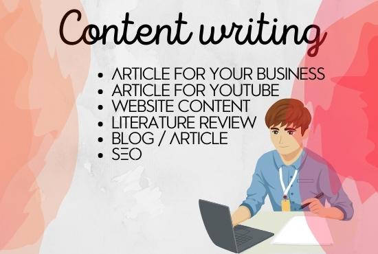 I will do SEO article writing, website content or bl...