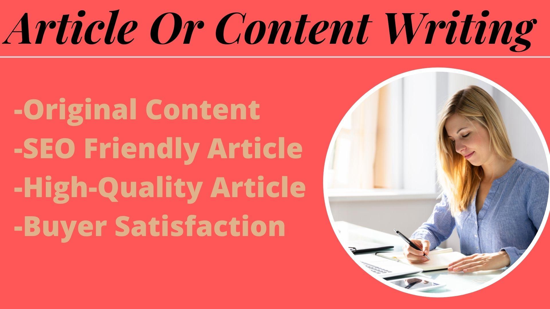 I will do SEO Friendly Article or content writing