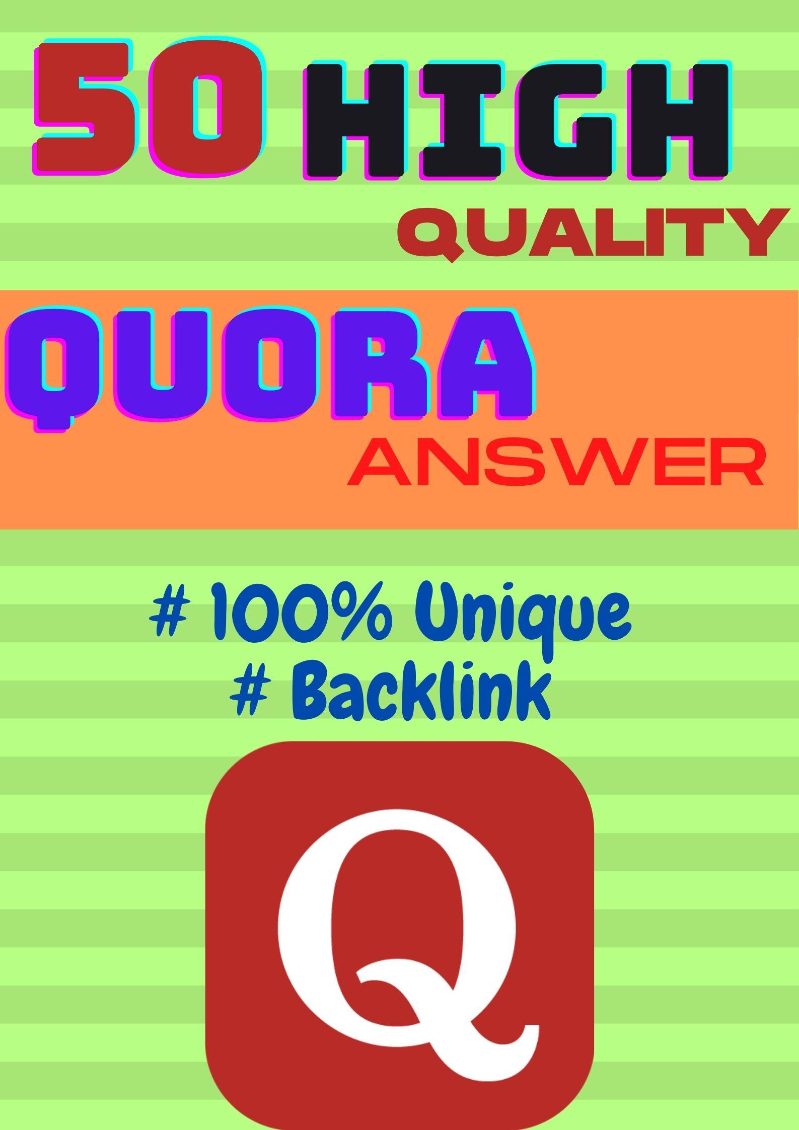 I will give 50 High Quality Quora Question Answer wit...