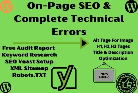 I will do on page SEO for your WordPress website with...