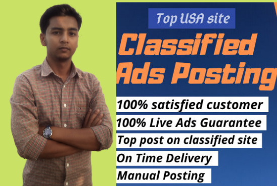 I will post your ads in USA top 50+classified ad post...