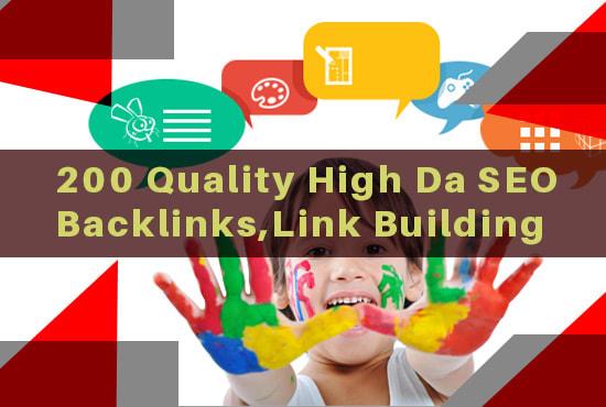 I will do 200 quality high da seo backlinks, link bu...
