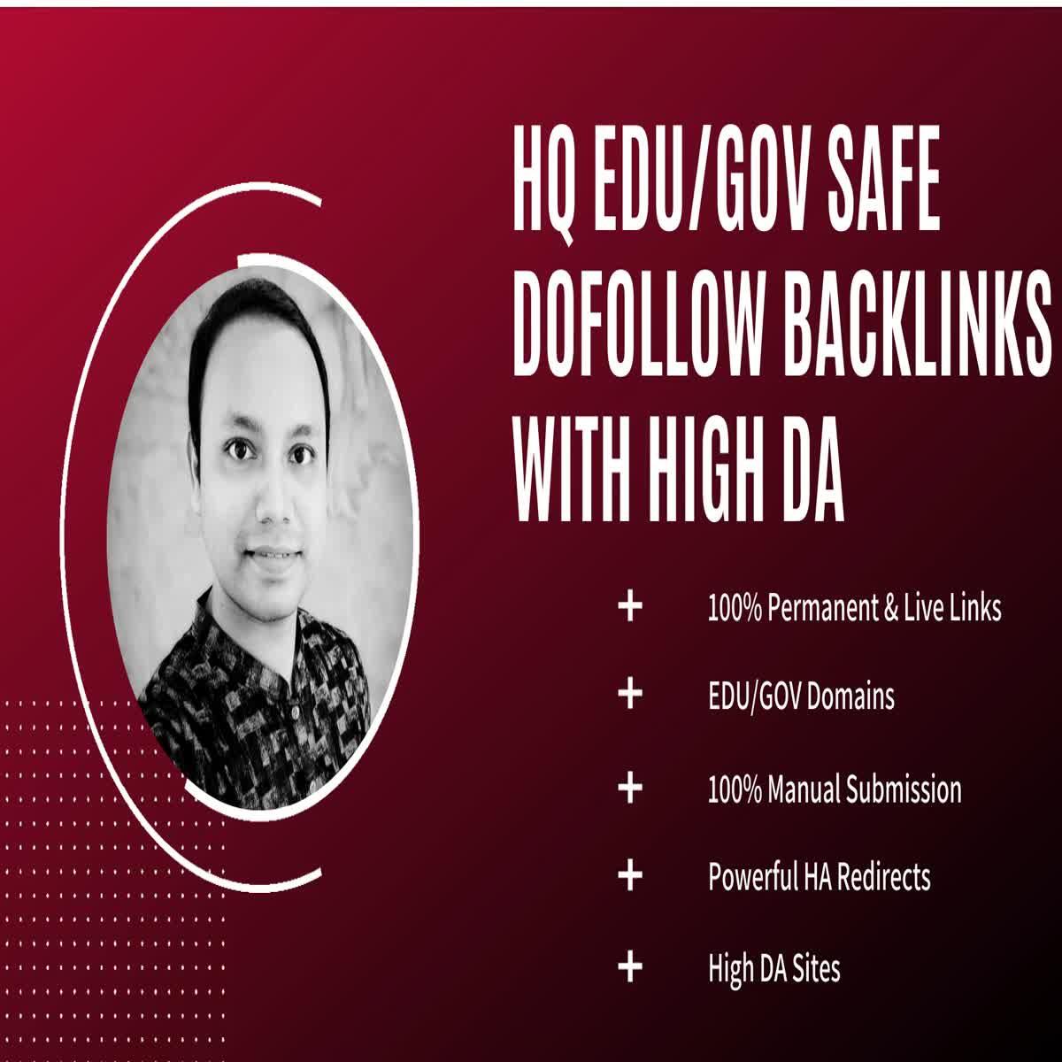20 HQ EDU/GOV Safe Dofollow Backlinks with High DA