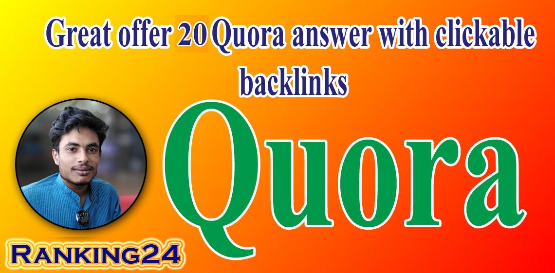 I will do Website/Businesses Related 20 Quora Answer ...