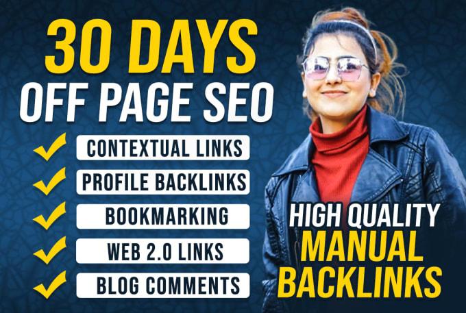 I will build white hat backlinks for monthly off page...