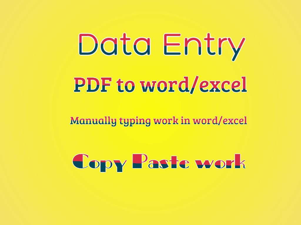 I will do fastest data entry internet research PDF to...