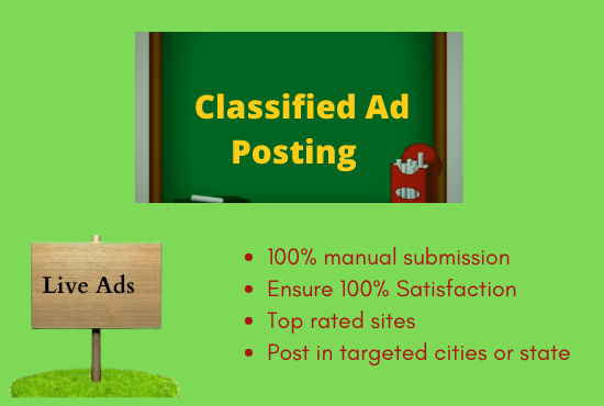 I Will Do 50+ Classified Ads Posting on Top Rated Sit...