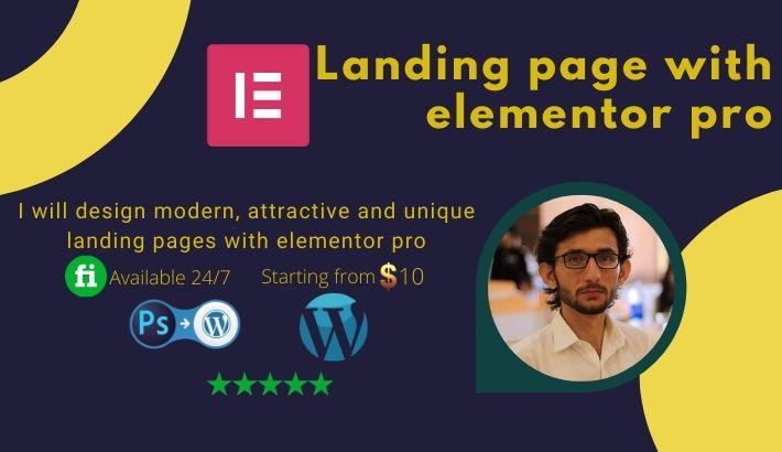 I will design a unique wordpress landing page with el...