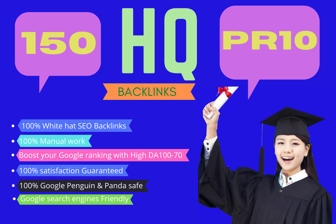Get 150+ High Quality PR10 seo Backlinkss with High D...