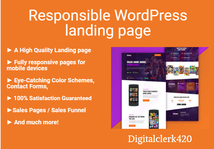 I will design responsible WordPress website or landin...