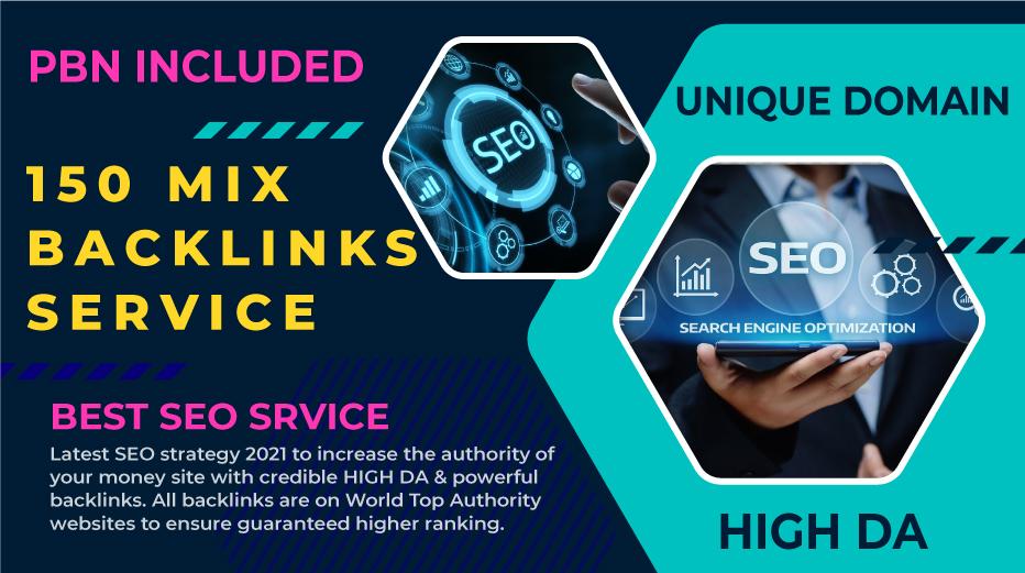 I will build 150 unique domain SEO backlinks on tf100...