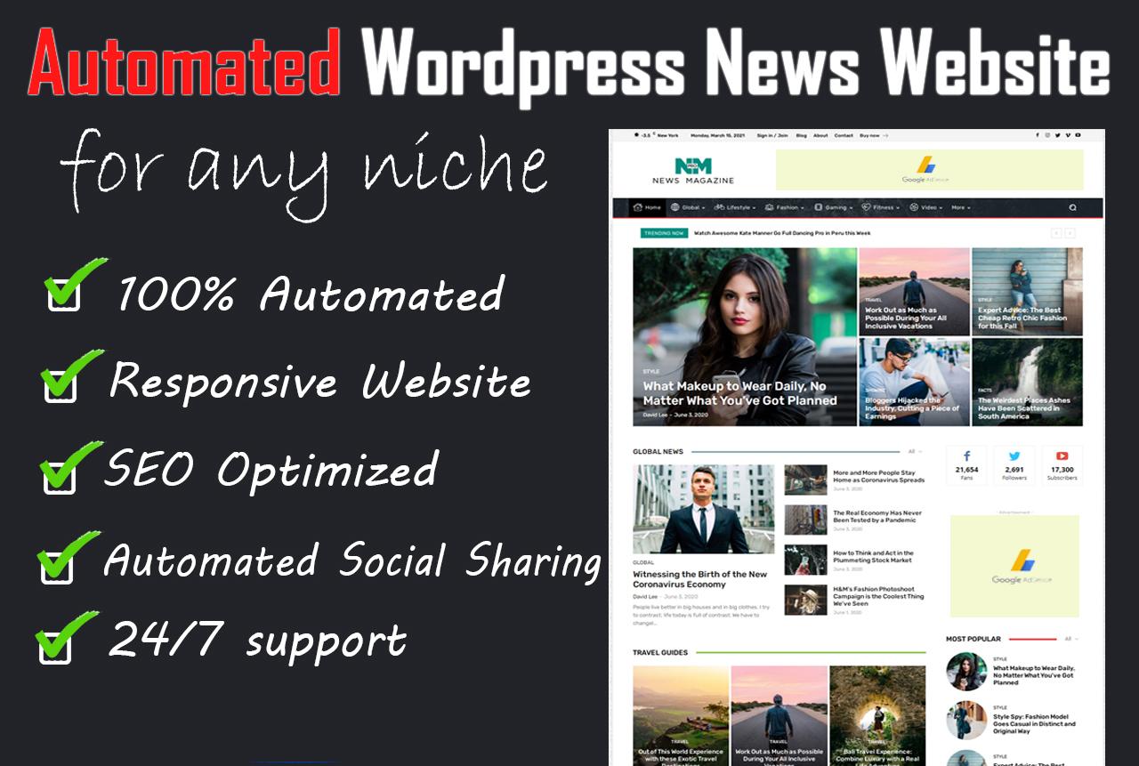 I will build fully automated news website or auto blo...