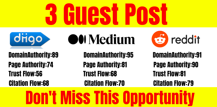 I will do write and publish high-quality 3 guest post...