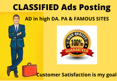 I will post your ads on 50 top rank classified ad pos...