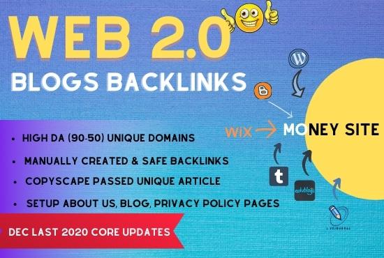 High authority 20 Web 2.0 Blogs Backlinks, Manual bu...