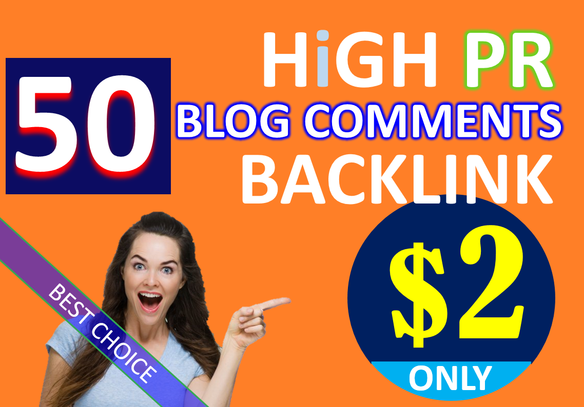 50 HighPR blog comments backlinks from unique domain