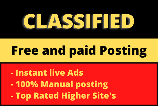 I will post your ads on top rank classified ad all po...