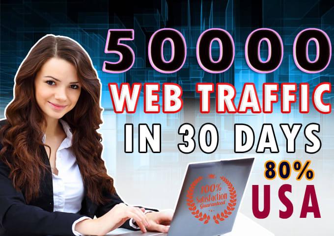 I will send 50k targeted web traffic to web site or b...