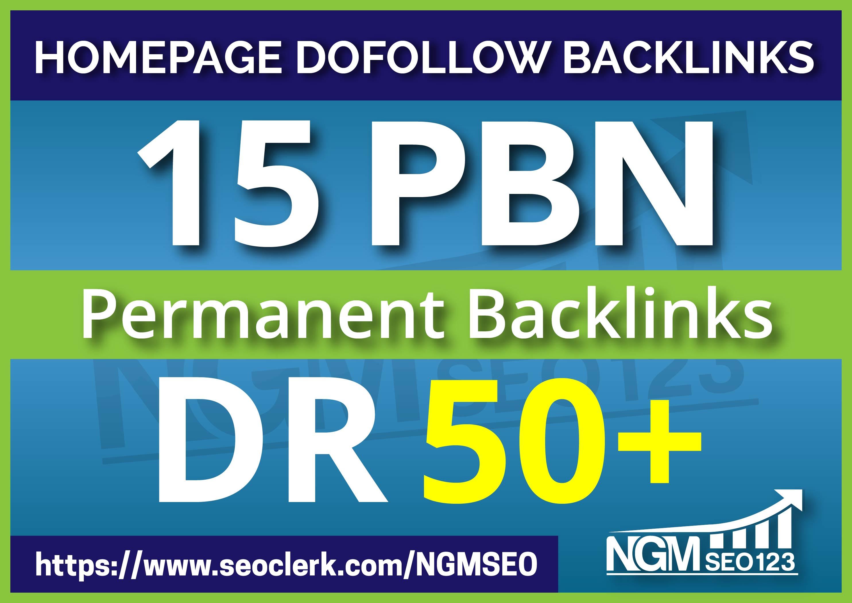 Creat High 15 PBN DR 50+ Perment Homepage Backlinks