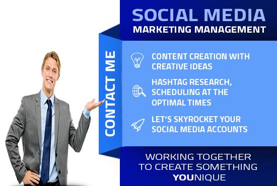 Be your social media marketing manager and content cr...