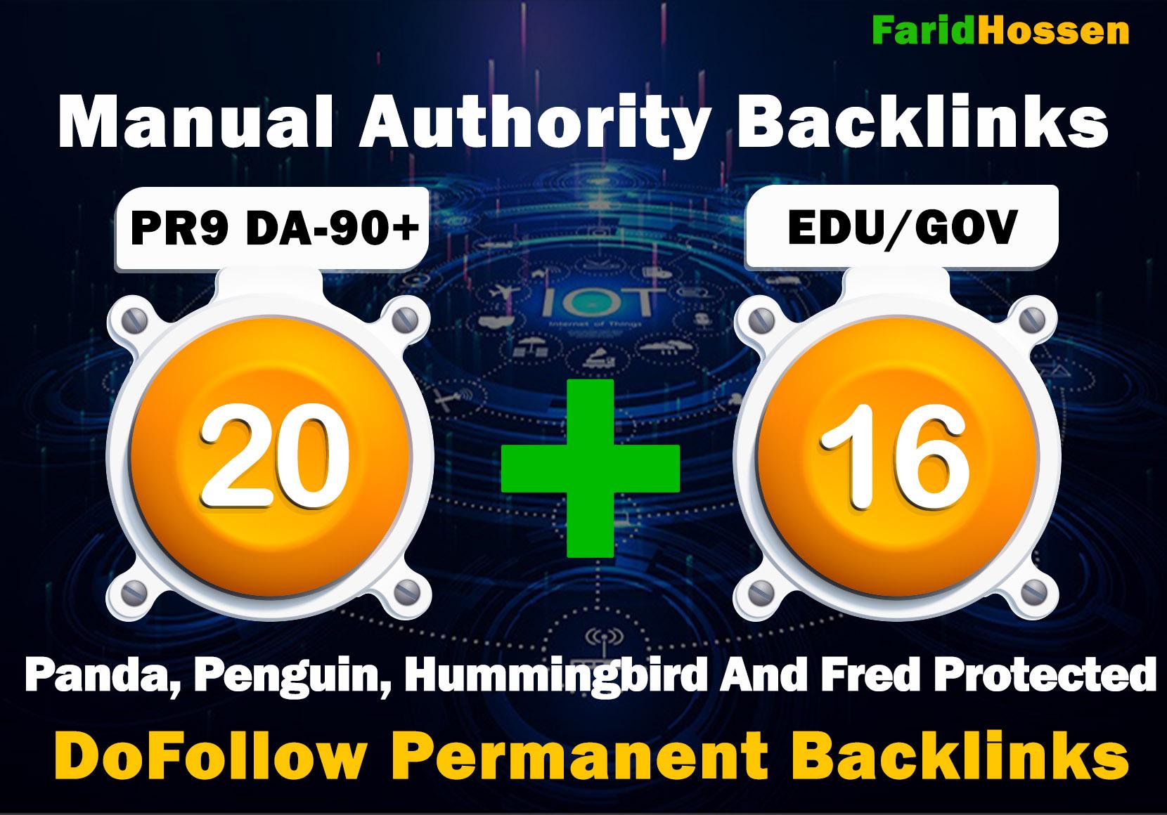 Manual 20 PR9 + 16 EDU GOV High Authority Backlinks f...