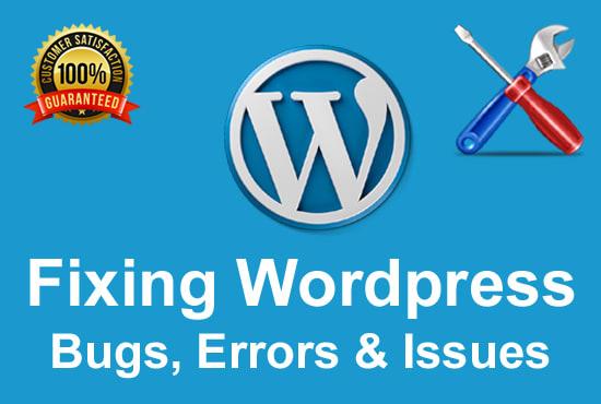 I will fix wordpress errors, issues and bugs